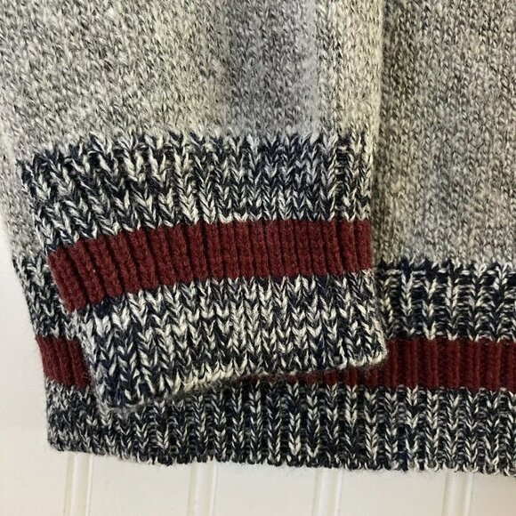Rue 21 Men’s NWT Navy Burgundy Red Shawl Collar Cuff Gray Sweater-XXL - Picture 2 of 8